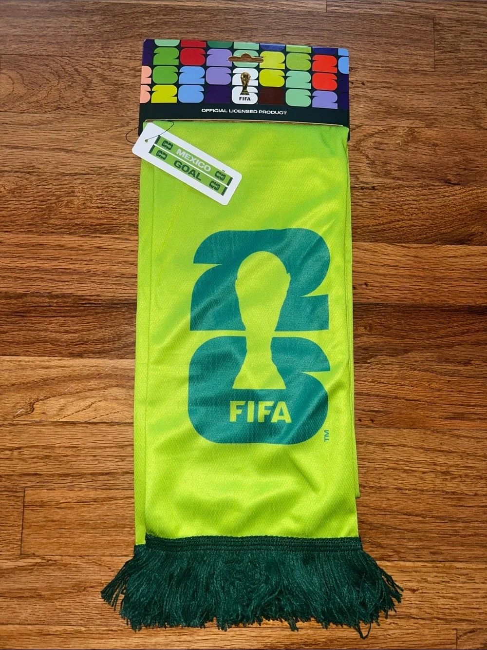 Fifa Goal Mexico Collectible Neon Green Goal Scarf Bufanda - Official Licensed